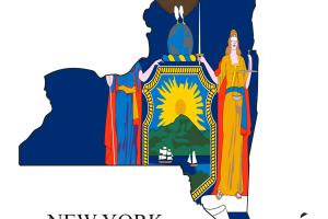NYS seal on state outline